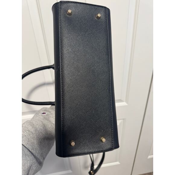 Miztique Black Leather Satchel Doctor Bag with Gold Metal Zipper - Picture 5 of 11